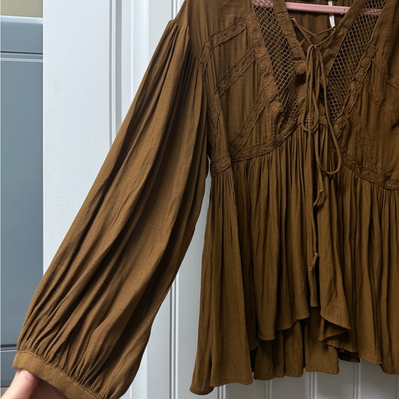 Free People Brown Boho Top - Picture 2 of 4